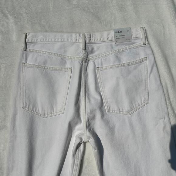AGOLDE 90's Pinch Waist High Rise Straight Jeans Porcelain White Sz 31 NWT $200 - Picture 11 of 14